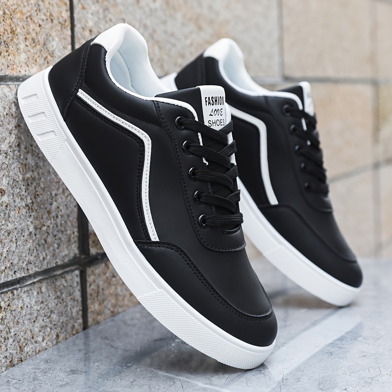 Mens Solid Striped Trendy Skateboard Shoes Non Slip Outdoor Campus Jogging All Seasons Highquality & Affordable Temu details 1
